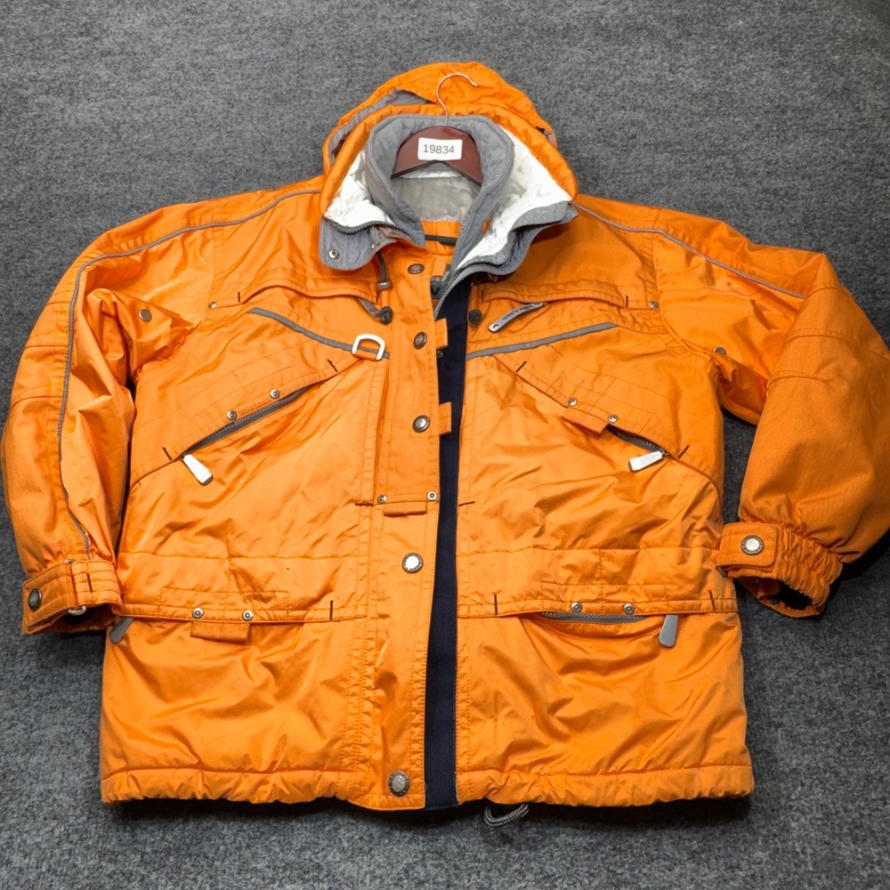 Vintage Killy Ski Jacket Womens Medium Orange Recco Hooded AWT Winter Puffer 90s